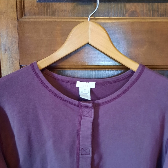 Vintage J. Jill Cotton Blend Burgundy Front Closure Crewneck Cardigan Size M - Picture 4 of 10